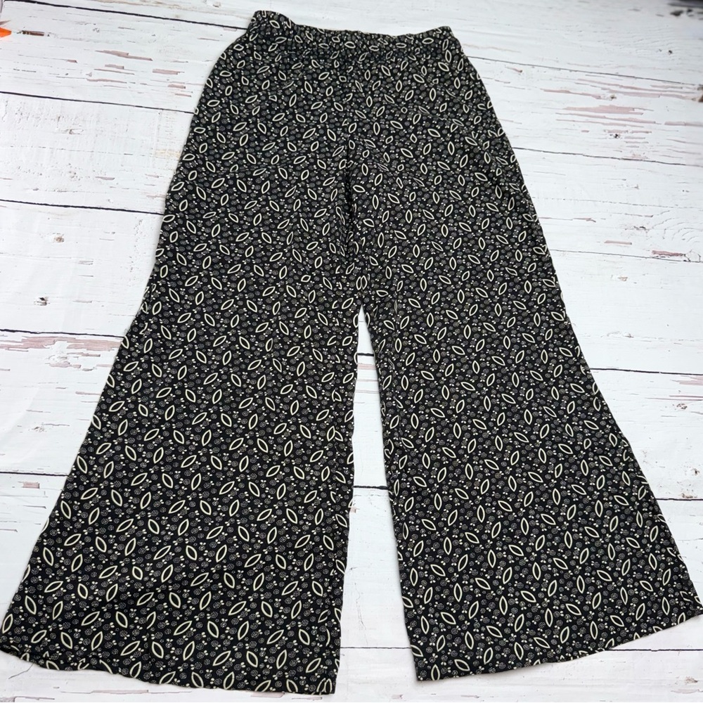 Cartonnier Black and Cream Patterned Wide-Leg‎ Pants